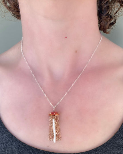 Red Copper Jellyfish Necklace