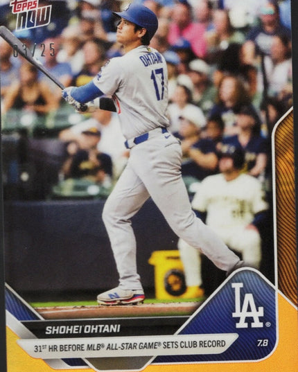 2025 Topps Now Shohei Ohtani #403 Orange Foil /25 Los Angeles Dodgers Baseball Card