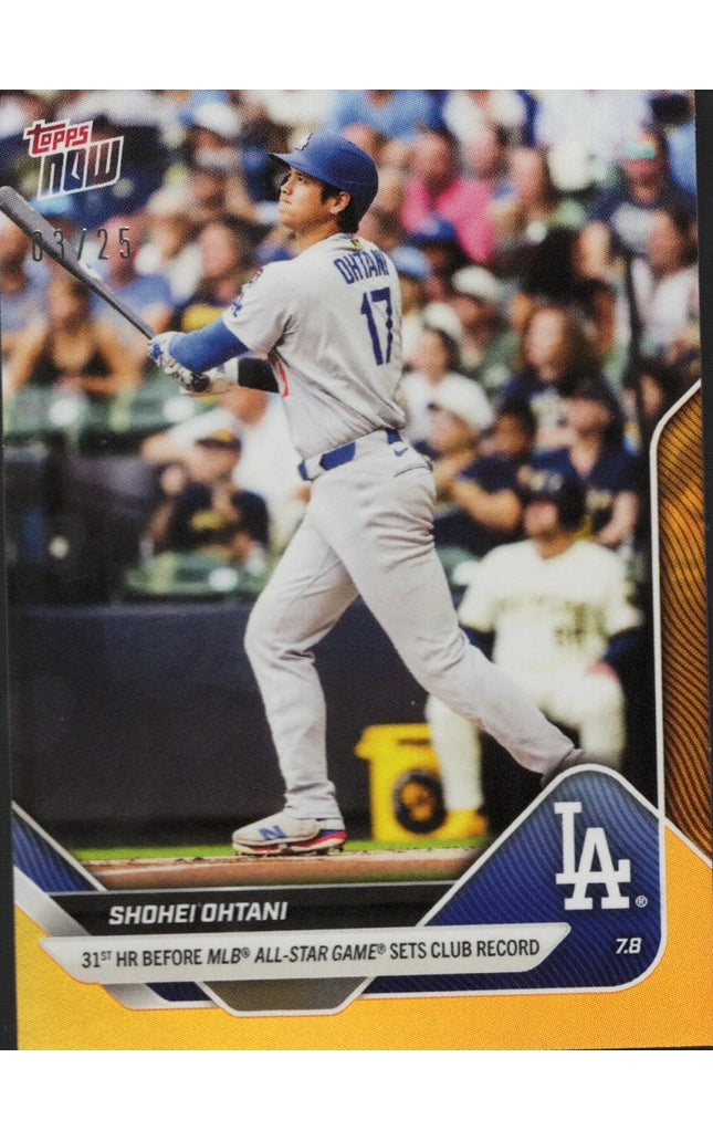 2025 Topps Now Shohei Ohtani #403 Orange Foil /25 Los Angeles Dodgers Baseball Card