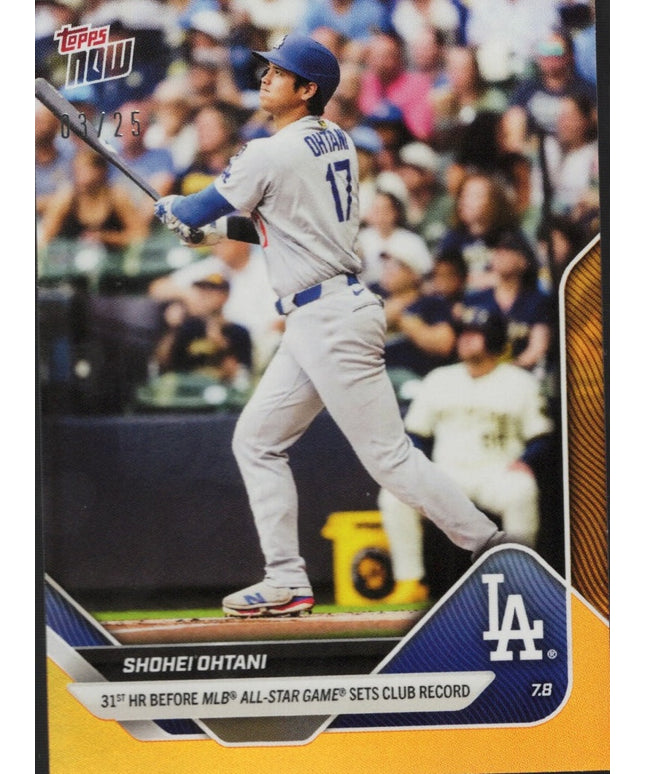 2025 Topps Now Shohei Ohtani #403 Orange Foil /25 Los Angeles Dodgers Baseball Card