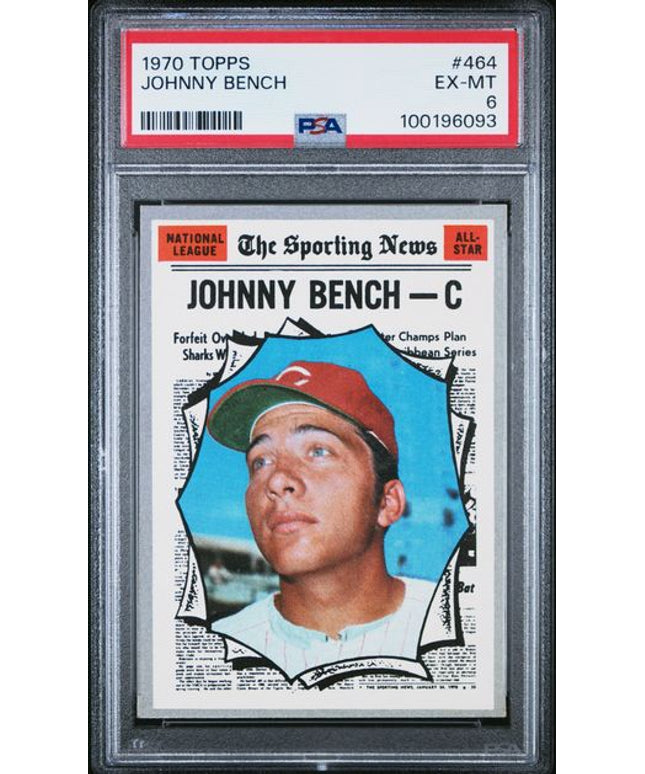 Graded 1970 Topps Johnny Bench #464 Baseball Card PSA 6 EX-MT