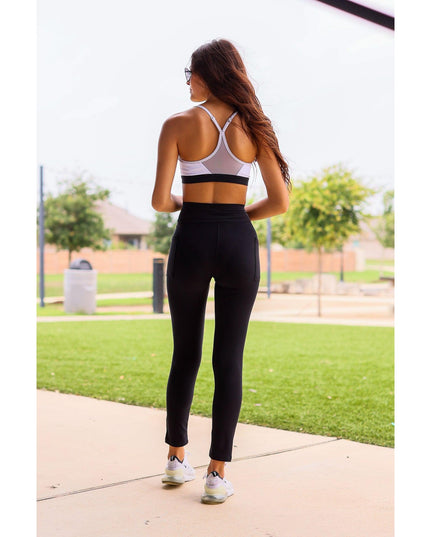 Ready to Ship | The Chloe - Crossover BLACK Pocket 7/8th Ankle Length Leggings