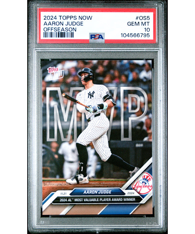 Graded 2024 Topps Now Aaron Judge #OS5 Offseason Baseball Card PSA 10 Gem Mint
