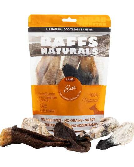 BAFFS NATURALS All-Natural Premium Lamb Ear Dog Chews – (3.5oz Bag)