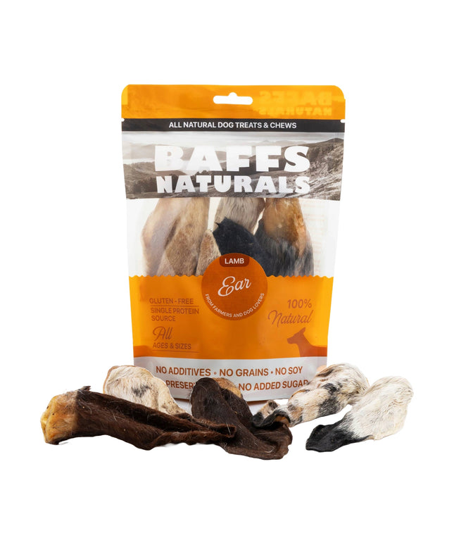BAFFS NATURALS All-Natural Premium Lamb Ear Dog Chews – (3.5oz Bag)
