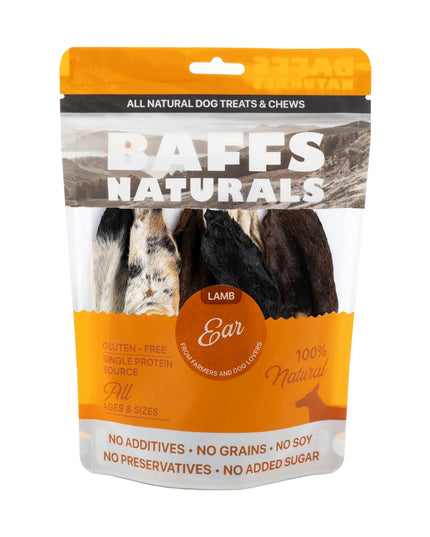 BAFFS NATURALS All-Natural Premium Lamb Ear Dog Chews – (3.5oz Bag)