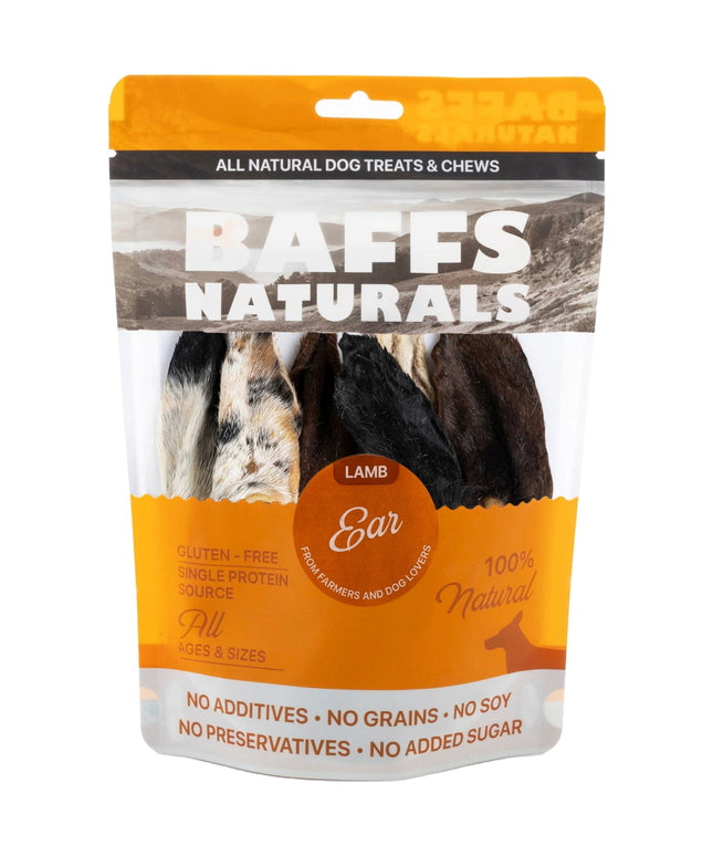BAFFS NATURALS All-Natural Premium Lamb Ear Dog Chews – (3.5oz Bag)