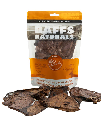 BAFFS NATURALS All-Natural Premium Lamb Lung Biscuits – 2 Pack (4oz Each)