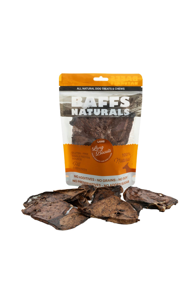 BAFFS NATURALS All-Natural Premium Lamb Lung Biscuits – 2 Pack (4oz Each)