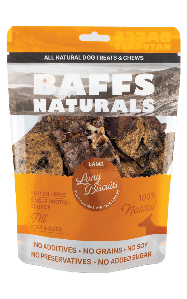 BAFFS NATURALS All-Natural Premium Lamb Lung Biscuits – 2 Pack (4oz Each)
