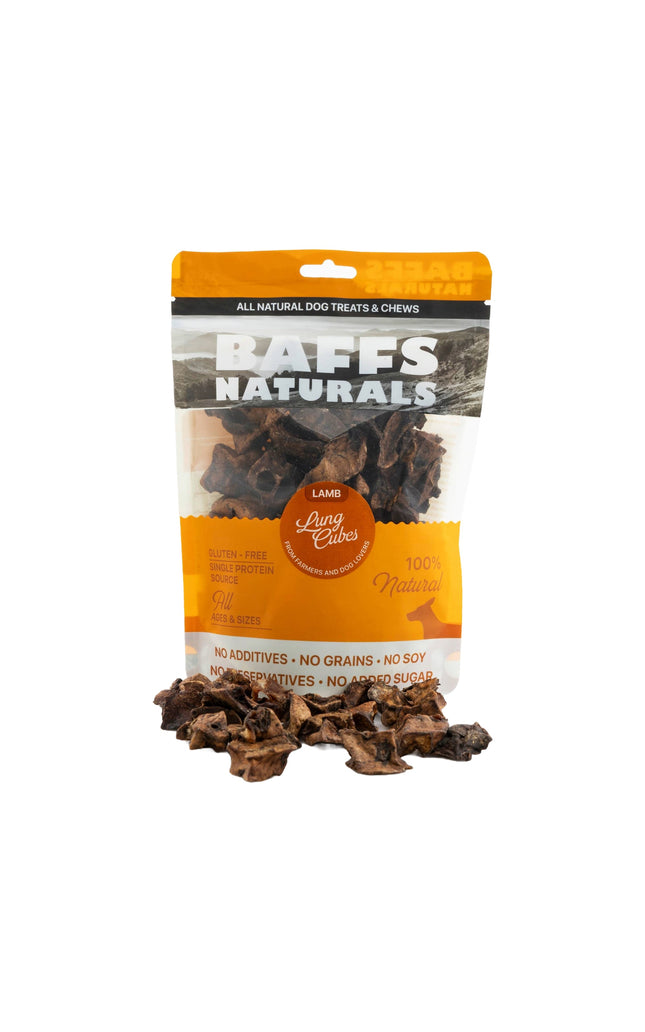 BAFFS NATURALS All-Natural Premium Lamb Lung Cubes – (7oz Bag)