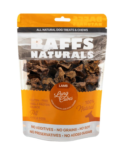 BAFFS NATURALS All-Natural Premium Lamb Lung Cubes – (7oz Bag)