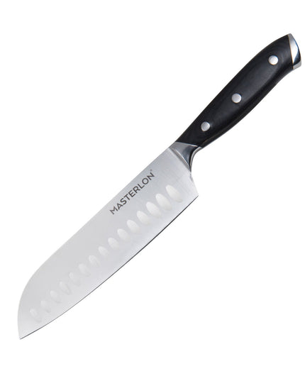 MASTERPAN Essential Chef’s Knife Bundle - 8" Chef’s Knife, 8" Slicer Knife & 7" Santoku Knife - Stainless Steel Blades with Protective Covers