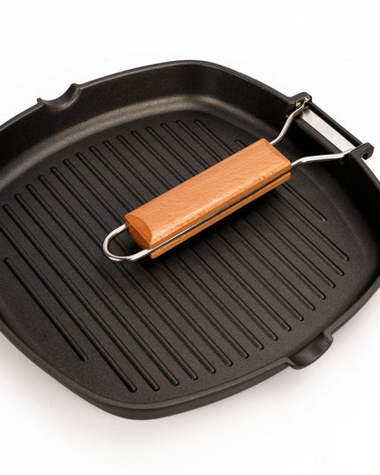 MASTERPAN Nonstick Grill Pan with Folding Handle, 8" (20cm)