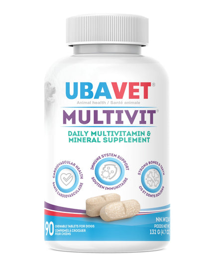 UBAVET MULTIVIT Daily Vitamin and Mineral Tablet for Dogs – Comprehensive Nutritional Support – (90 ct)