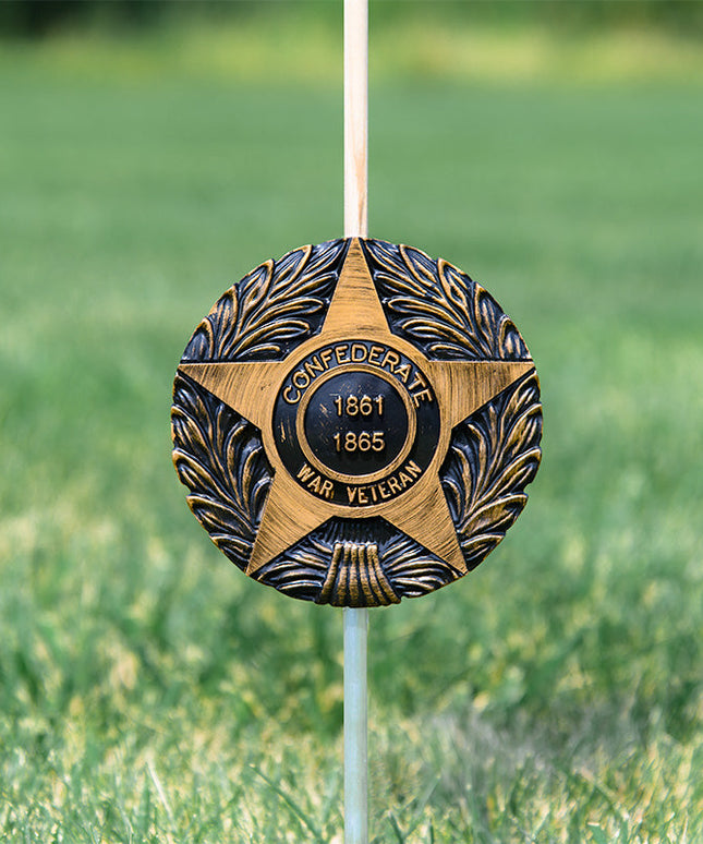 Confederate War Veteran Grave Marker & Flag Holder with Aluminum Ground Spike