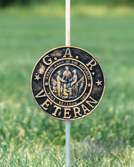 GAR Veteran Grave Marker & Flag Holder with Aluminum Ground Spike