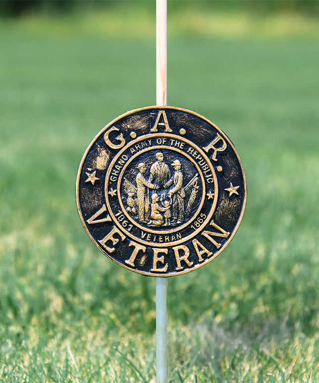 GAR Veteran Grave Marker & Flag Holder with Aluminum Ground Spike