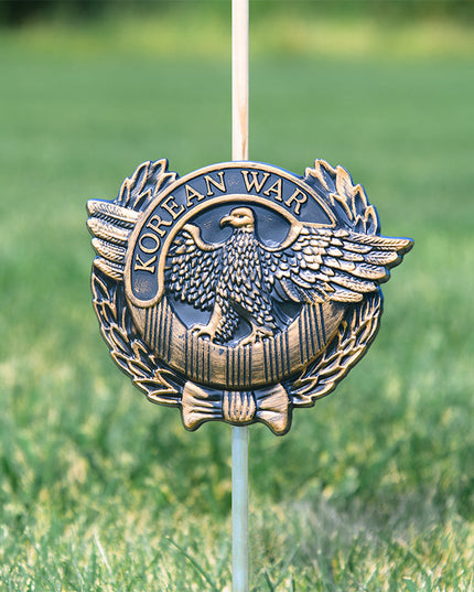 Korean War Veteran Grave Marker & Flag Holder with Aluminum Ground Spike