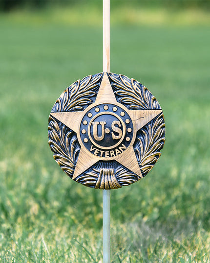 US Veteran Grave Marker & Flag Holder with Aluminum Ground Spike