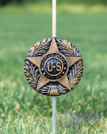 WWI Veteran Grave Marker & Flag Holder with Aluminum Ground Spike