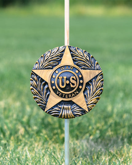 US War Veteran Grave Marker & Flag Holder with Aluminum Ground Spike