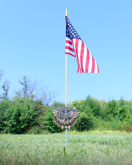 Korean War Veteran Grave Marker & Flag Holder with Aluminum Ground Spike