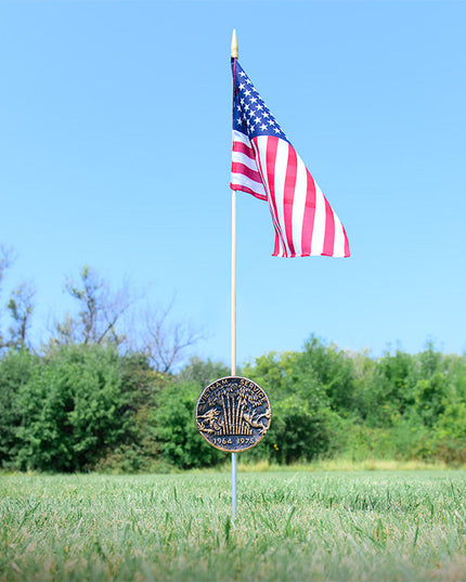 Vietnam Service Grave Marker & Flag Holder with Aluminum Ground Spike