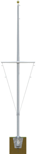 Nautical Aluminum Flagpole with Yardarm - Heavy Duty, Lifetime Warranty - Made in USA