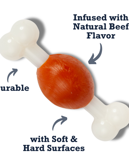 Country Living TPR & Nylon Bone Dog Chew Toy - Beef-Flavored, Ideal for Small Dogs