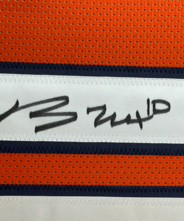 Framed Autographed/Signed Bo Nix 35x39 Denver Orange Football Jersey Beckett BAS COA