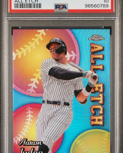 Graded 2024 Topps Chrome Aaron Judge #CAE6 All Etch Baseball Card PSA 10 Gem Mint