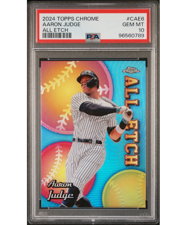 Graded 2024 Topps Chrome Aaron Judge #CAE6 All Etch Baseball Card PSA 10 Gem Mint