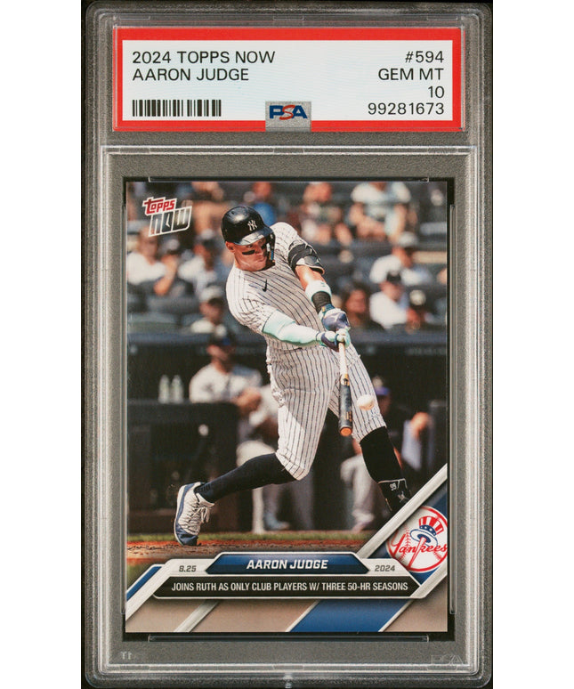 Graded 2024 Topps Now Aaron Judge #594 Baseball Card PSA 10 Gem Mint