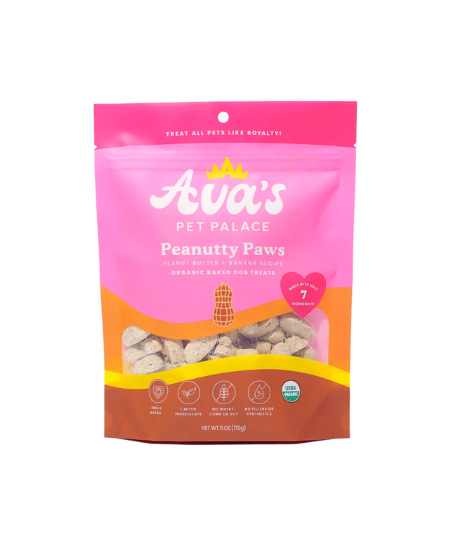 Ava's Pet Palace Organic Oven Baked Dog Treats - Peanutty Paws (6 oz) / 2-Pack