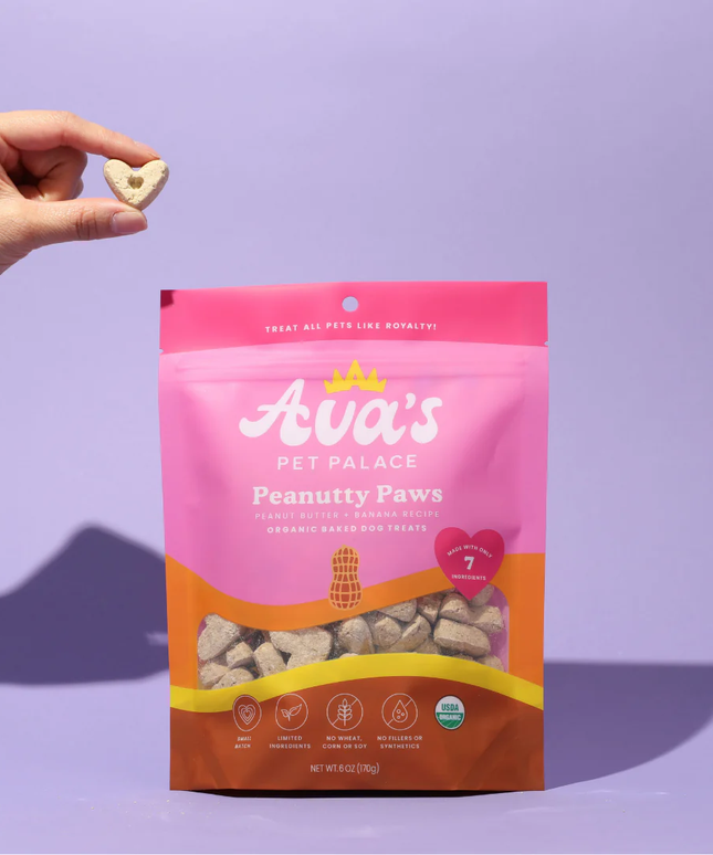 Ava's Pet Palace Organic Oven Baked Dog Treats - Peanutty Paws (6 oz) / 2-Pack