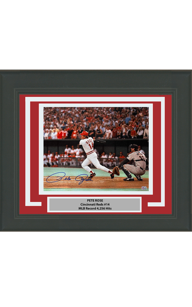 Framed Autographed/Signed Pete Rose Cincinnati Red 16x20 Baseball Photo Athlete Hologram COA Holo #3