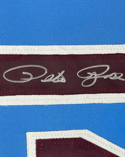 Framed Autographed/Signed Pete Rose 35x39 Philadelphia Retro Blue Baseball Jersey JSA COA