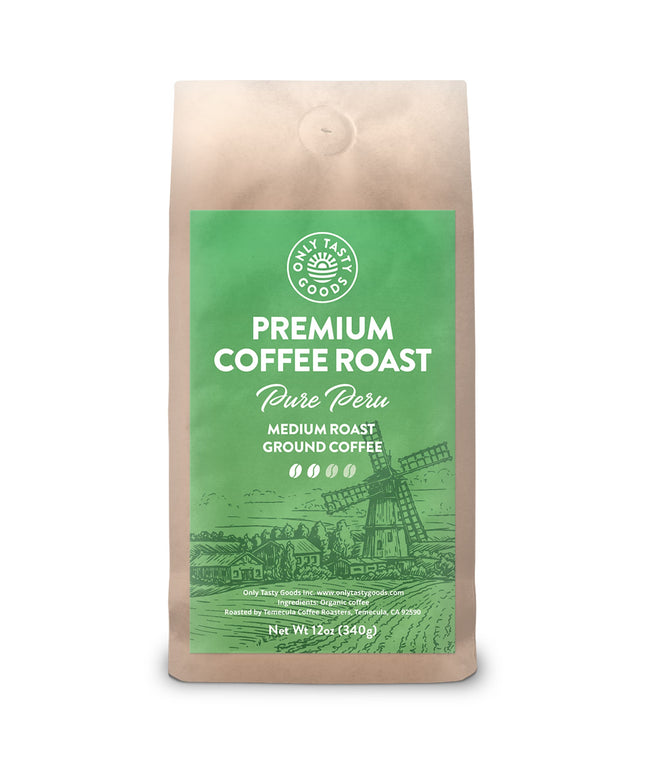 Pure Peru Medium Roast Ground Coffee, Organic, Fair Trade, Low Acid, Non-GMO