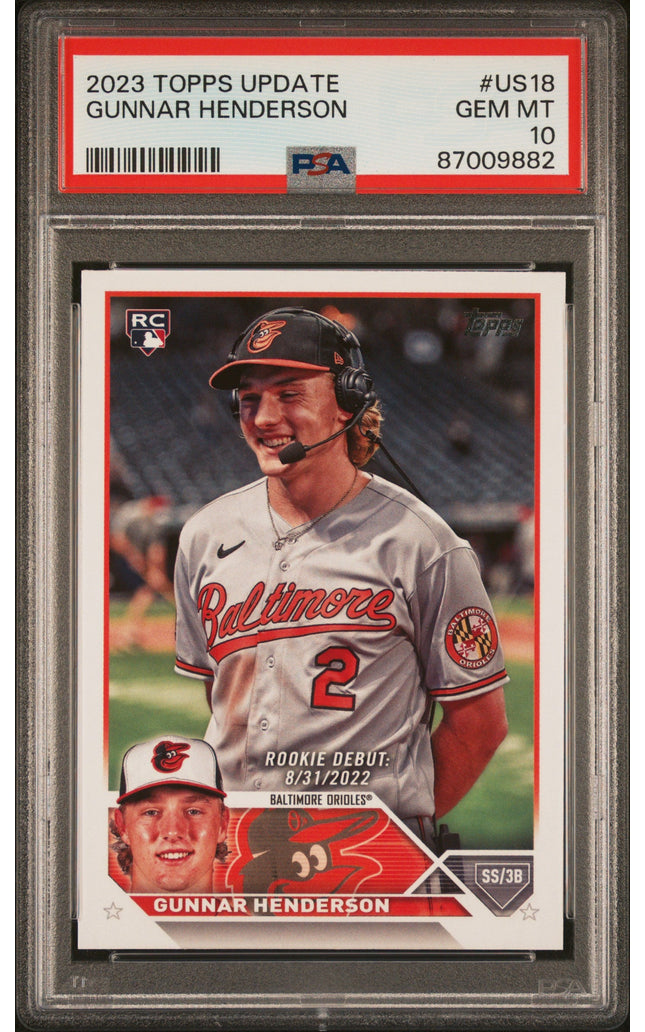 Graded 2023 Topps Update Gunnar Henderson #US18 Rookie RC Baseball Card PSA 10 Gem Mint