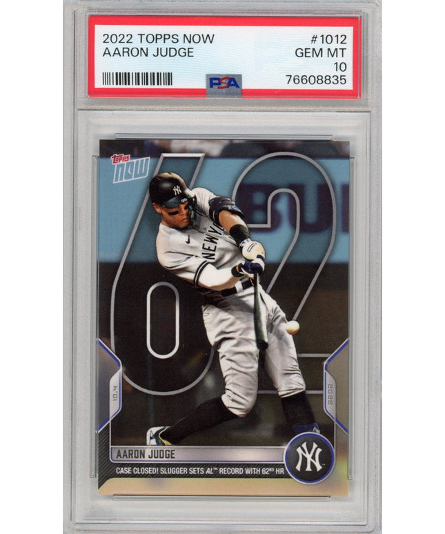 Graded 2022 Topps Now Aaron Judge #1012 62nd Home Run HR Record Baseball Card PSA 10 Gem Mint