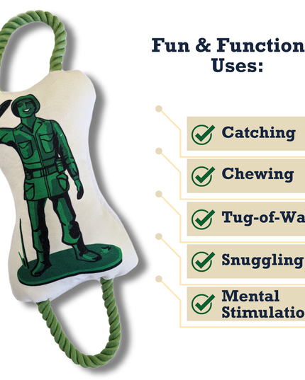 Retro Soldier with Squeaker & Crinkle Paper Plush Dog Toy