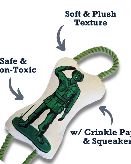 Retro Soldier with Squeaker & Crinkle Paper Plush Dog Toy