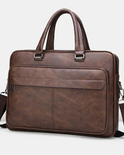 PU Leather Shoulder Bag Large Capacity Portable Casual and Waterproof Crossbody Document Bag for Men Briefcase Leather Bag