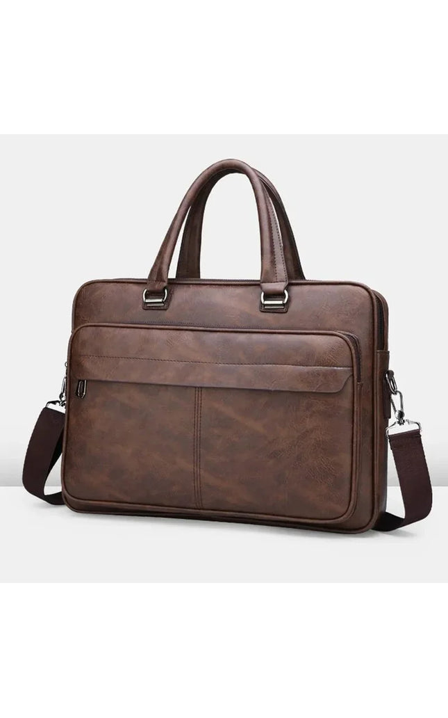 PU Leather Shoulder Bag Large Capacity Portable Casual and Waterproof Crossbody Document Bag for Men Briefcase Leather Bag