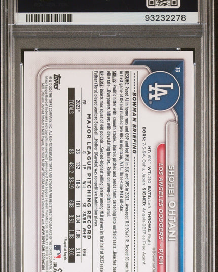 Graded 2024 Topps Bowman Shohei Ohtani #33 Baseball Card PSA 10 Gem Mint