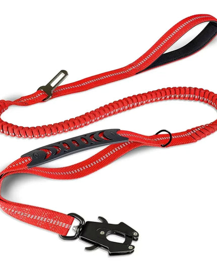 Heavy Duty Dog Leash for Large Dogs Shock Absorbing Bungee Tactical Dog Leash with 2 Padded Handle Strong No Pull Dog Leash