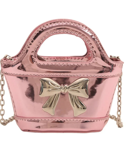 Mini Solid Color PU Leather Bowknot Crossbody Bag