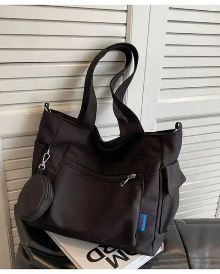 Large Unisex Tote Bag with Coin Purse, College Style Schoolbag, Crossbody Shoulder Bag