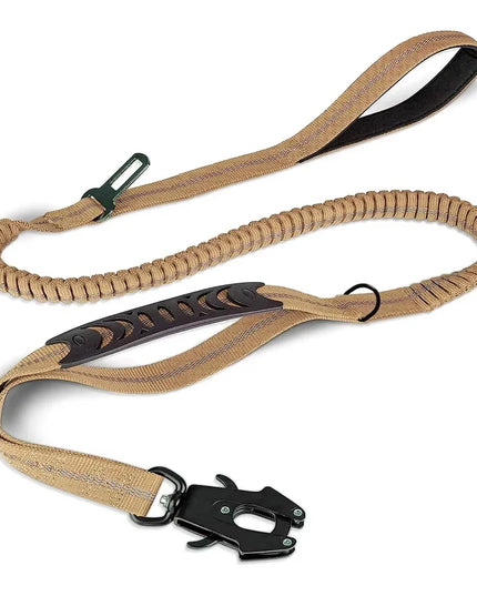 Heavy Duty Dog Leash for Large Dogs Shock Absorbing Bungee Tactical Dog Leash with 2 Padded Handle Strong No Pull Dog Leash